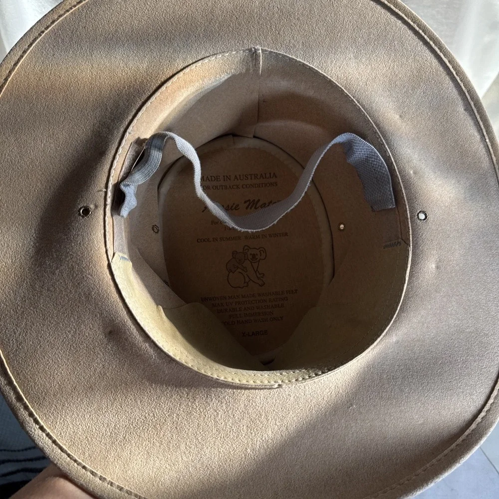 Aussie Mate Hats Brown Suede Western Hat with Braided Band Sz XL Australia Made